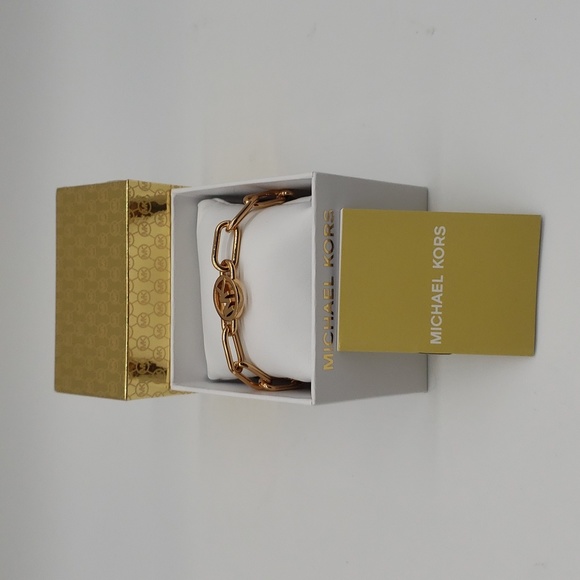 Michael Kors Fashion Rose Gold Brass Chain Bracelet NWT - Picture 1 of 9